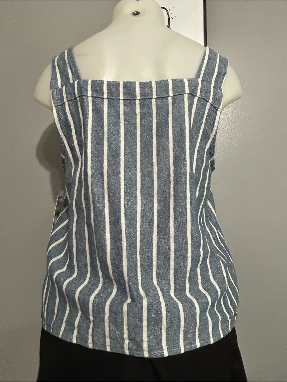 Sonoma Goods for Life Tie-Hem Square Neck Tank Vertical Stripes Small  NWT